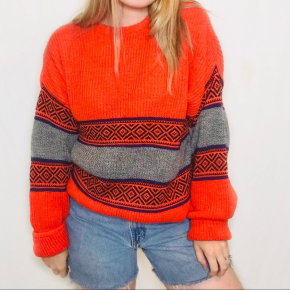 Vintage Sweaters - Vintage | Oversized Wool Blend Sweater